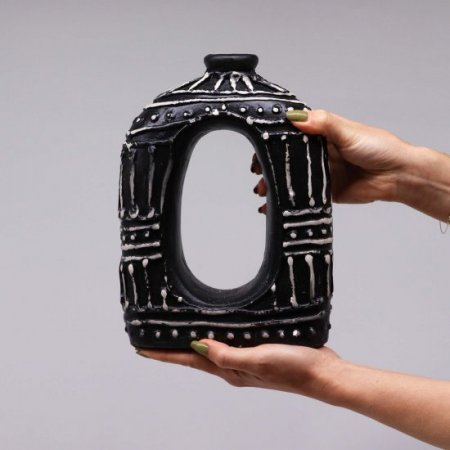 (image for) Oval Donut Shaped Vase - Chocolate 23cm