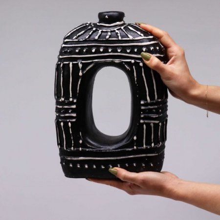 (image for) Oval Donut Shaped Vase - Chocolate 30cm