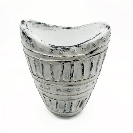 (image for) Wide Neck Shaped Vase - Cream 22cm
