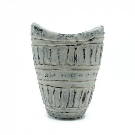 (image for) Wide Neck Shaped Vase - Cream 22cm