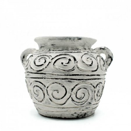 (image for) Greek Clay Plant Pot With Handles - Cream 15cm