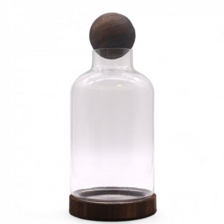 (image for) Large Ball Top Terrarium on Dark Tung Wood
