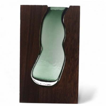 (image for) Lrg Glass Vase/Terrarium inside Dark Tung Wood