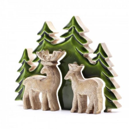 (image for) Lost in the Forrest - Two Dear in the Forrest 3D Wooden Decoration - 18x23cm