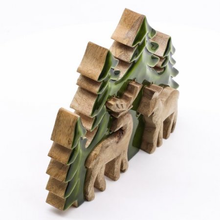 (image for) Lost in the Forrest - Two Dear in the Forrest 3D Wooden Decoration - 18x23cm