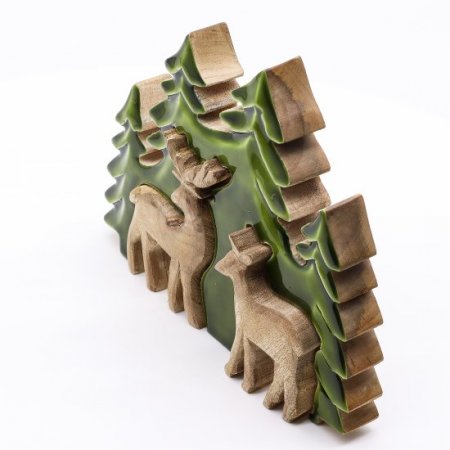 (image for) Lost in the Forrest - Two Dear in the Forrest 3D Wooden Decoration - 18x23cm