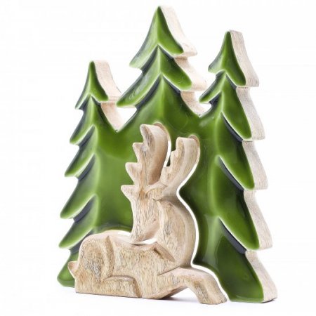 (image for) Lost in the Forrest - Stag in the Forrest 3D Wooden Decoration - 23x20cm