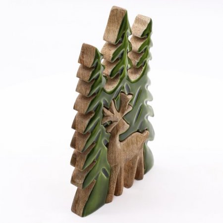 (image for) Lost in the Forrest - Stag in the Forrest 3D Wooden Decoration - 23x20cm