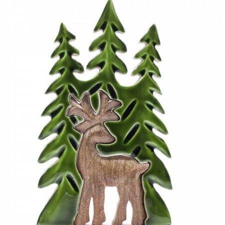 (image for) Lost in the Forrest - Stag in the Forrest 3D Wooden Decoration - 25x15cm