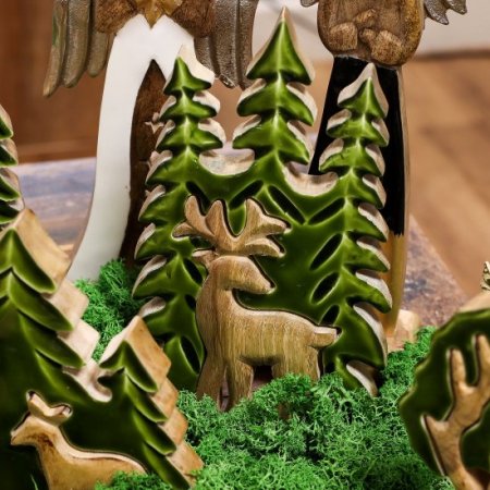 (image for) Lost in the Forrest - Stag in the Forrest 3D Wooden Decoration - 25x15cm