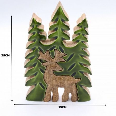 (image for) Lost in the Forrest - Stag in the Forrest 3D Wooden Decoration - 25x15cm