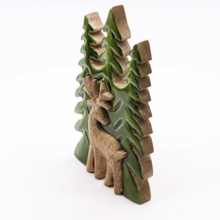 (image for) Lost in the Forrest - Stag in the Forrest 3D Wooden Decoration - 25x15cm