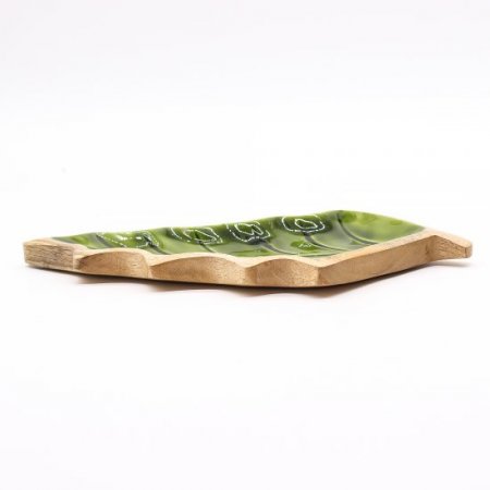 (image for) Lost in the Forrest - Enamel Leaf Wooden Bowl - 33x17cm