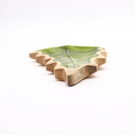 (image for) Lost in the Forrest - Enamel Leaf Wooden Bowl - 33x17cm