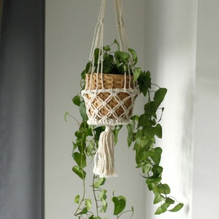 (image for) Macrame Pot Holder - Single Small Pot