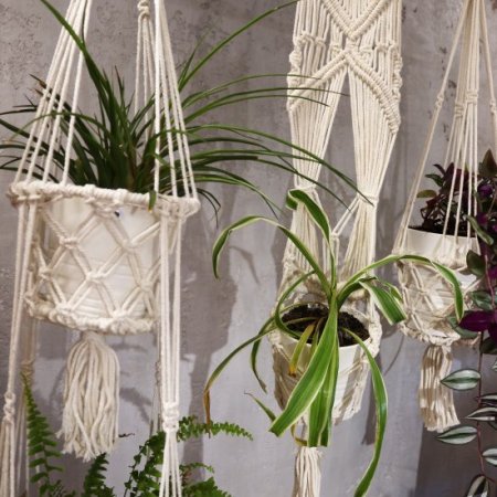 (image for) Macrame Pot Holder - Single Small Pot