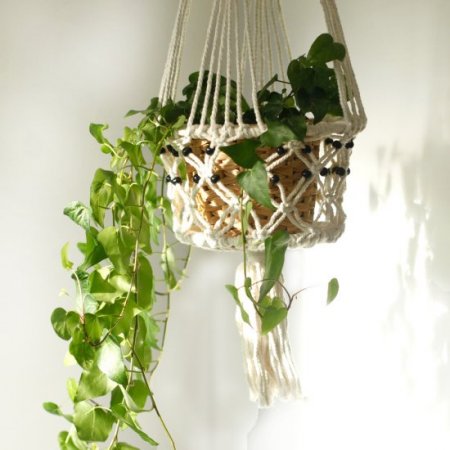 (image for) Macrame Pot Holder - Lrg Single Beaded