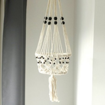 (image for) Macrame Pot Holder - Lrg Single Beaded