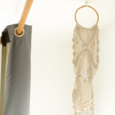 (image for) Macrame Pot Holder - Long With Ratten Hoop