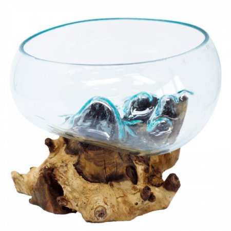(image for) Molten Glass on Wood - Open Lrg Bowl