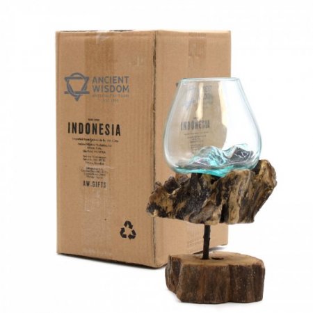 (image for) Molten Glass on Wood with Stand - Medium Bowl