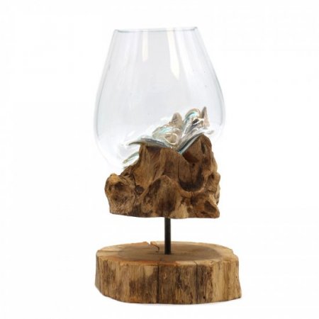 (image for) Molten Glass on Wood with Stand - Large Bowl