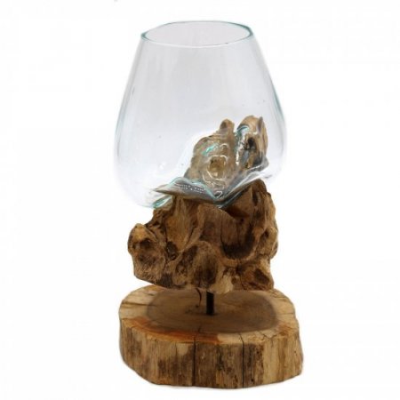(image for) Molten Glass on Wood with Stand - Large Bowl