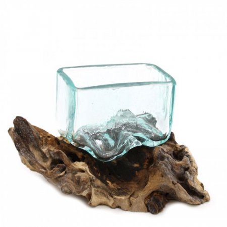 (image for) Molten Glass Tank on Wood with Stand - Small Bowl
