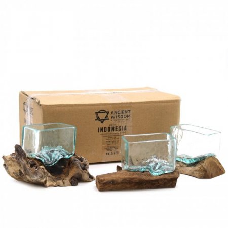 (image for) Molten Glass Tank on Wood with Stand - Small Bowl
