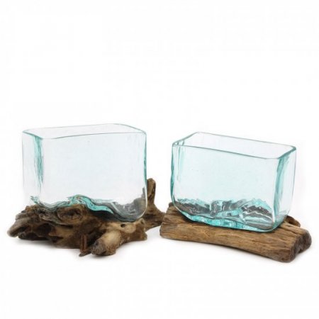(image for) Molten Glass Tank on Wood with Stand - Medium Bowl