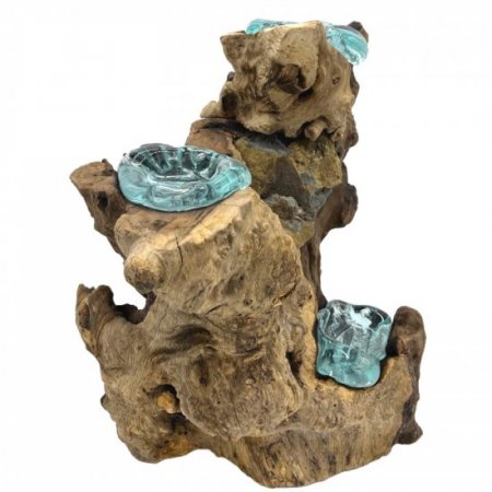 (image for) Molton Glass Triple Candle Holder on Wood