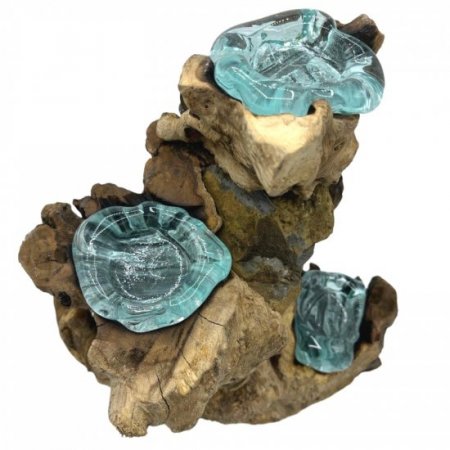 (image for) Molton Glass Triple Candle Holder on Wood