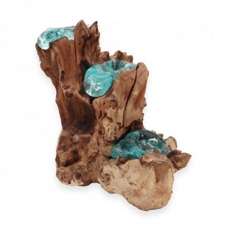 (image for) Molton Glass Triple Candle Holder on Wood