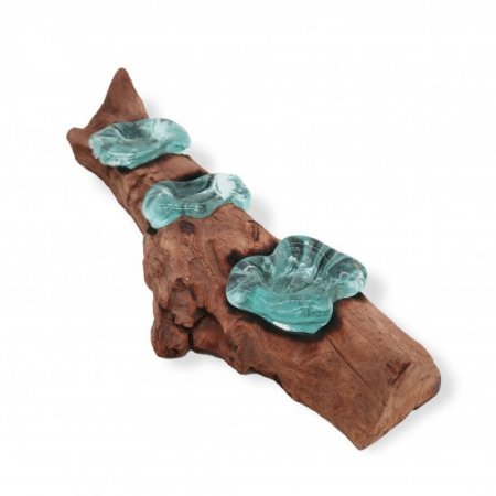 (image for) Molton Glass Flat Triple Candle Holder on Wood