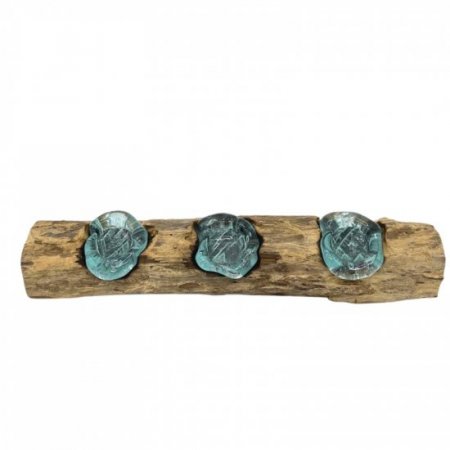 (image for) Molton Glass Flat Triple Candle Holder on Wood