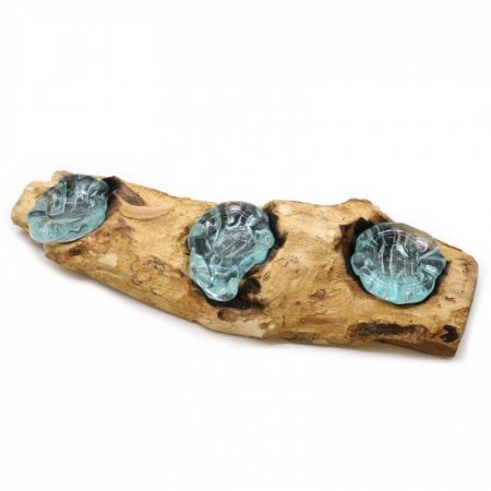 (image for) Molton Glass Flat Triple Candle Holder on Wood