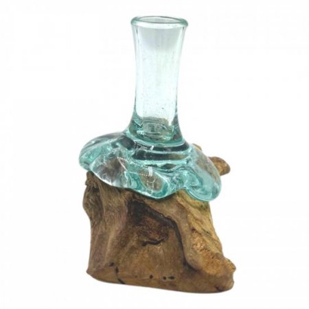 (image for) Molton Glass Small Flower Vase on Wood