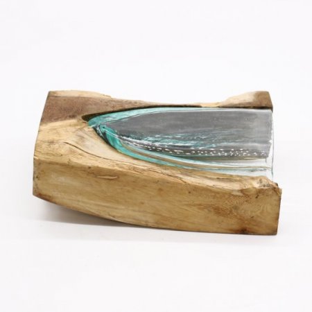 (image for) Molton Glass V-shaped Art Vase on Wood