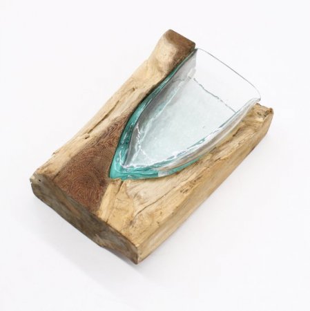 (image for) Molton Glass V-shaped Art Vase on Wood