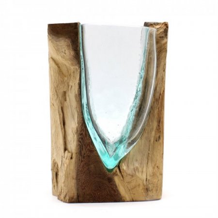 (image for) Molton Glass V-shaped Art Vase on Wood