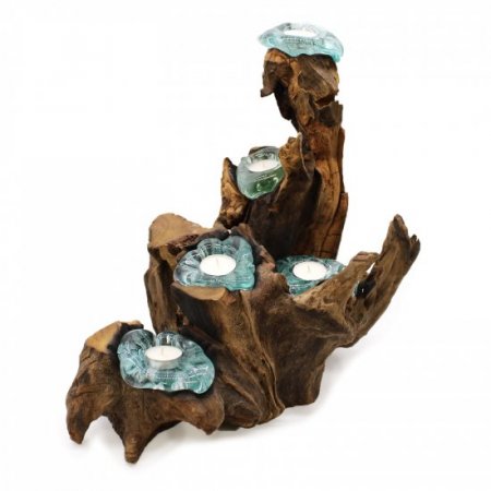 (image for) Molton Glass Five Candle Holder on Wood