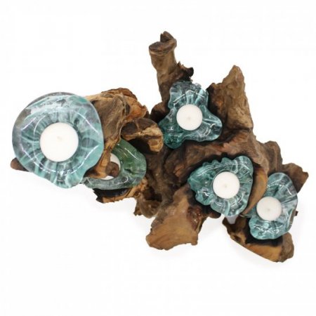 (image for) Molton Glass Five Candle Holder on Wood