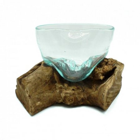 (image for) Molten Glass Artfully Misshapen Bowl on Wood
