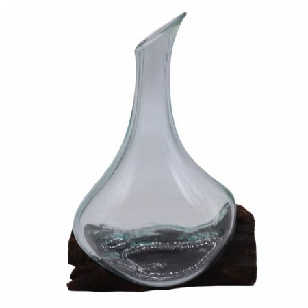(image for) Molten Glass Mini Decanter on Wood 20cm