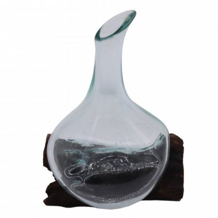 (image for) Molten Glass Mini Decanter on Wood 20cm