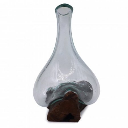 (image for) Molten Glass Mini Decanter on Wood 20cm