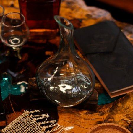 (image for) Molten Glass Mini Decanter on Wood 20cm