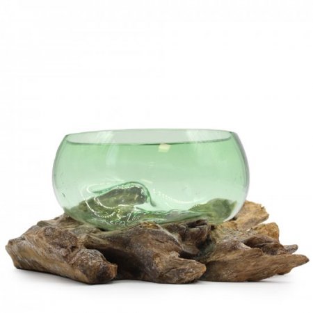 (image for) Recycled Beer Bottles - Lrg Wide Bowl on Wood