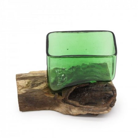 (image for) Recycled Beer Bottles - Square Bowl on Wood
