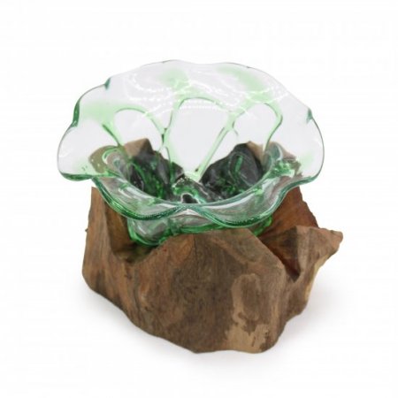 (image for) Recycled Beer Bottles - Large Fancy Sweet Bowl on Wood